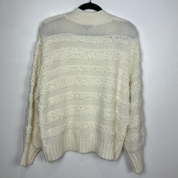 Coco Bleu Ivory Textured Open Front Oversized Cardigan Sweater Size M - Picture 2 of 10